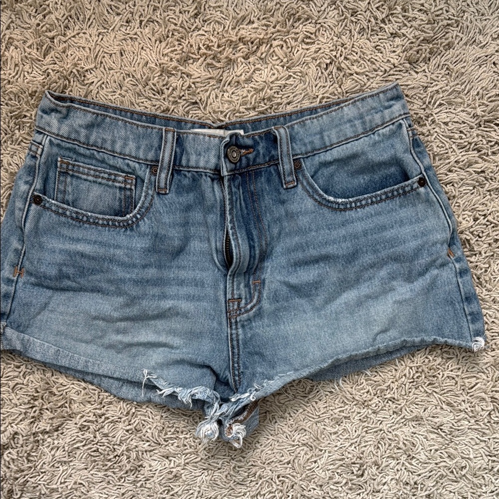 HIDDEN Jean Shorts with Frayed Hem and Mid-Rise Fit
